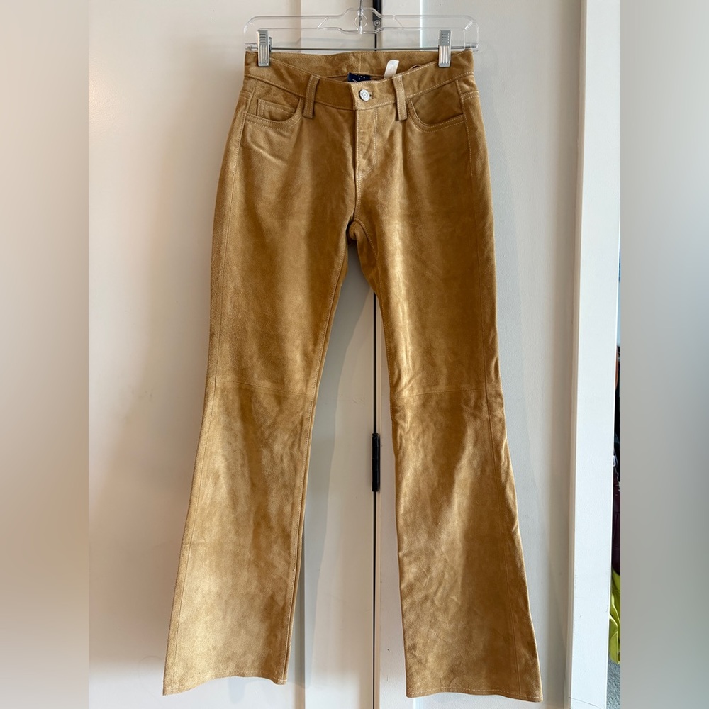 Vintage Y2K GAP Genuine Leather Suede Tan Bootcut Jeans
